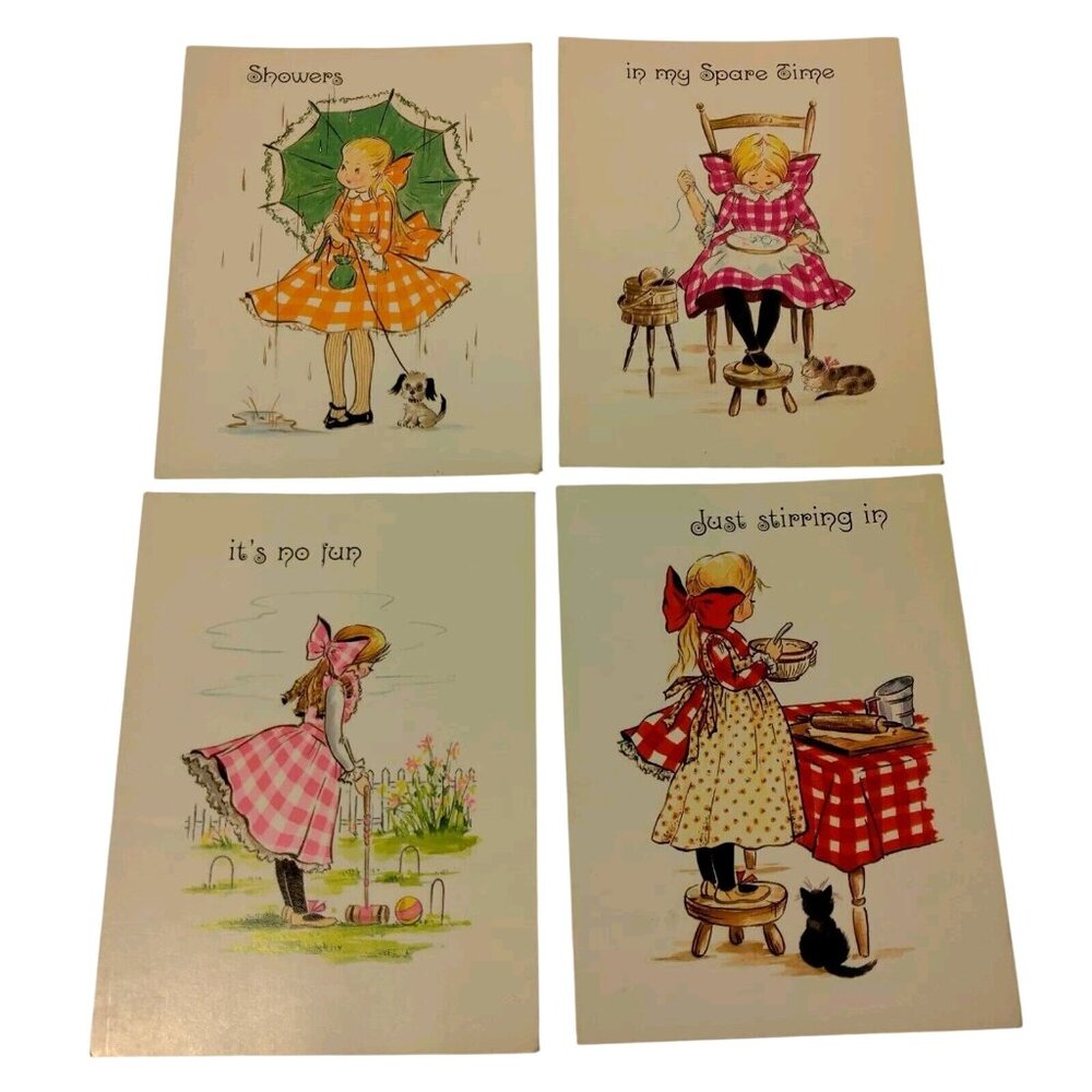 Vintage Greeting Cards Plaids N Bows Heartland Classic No Envelopes 4 Count READ